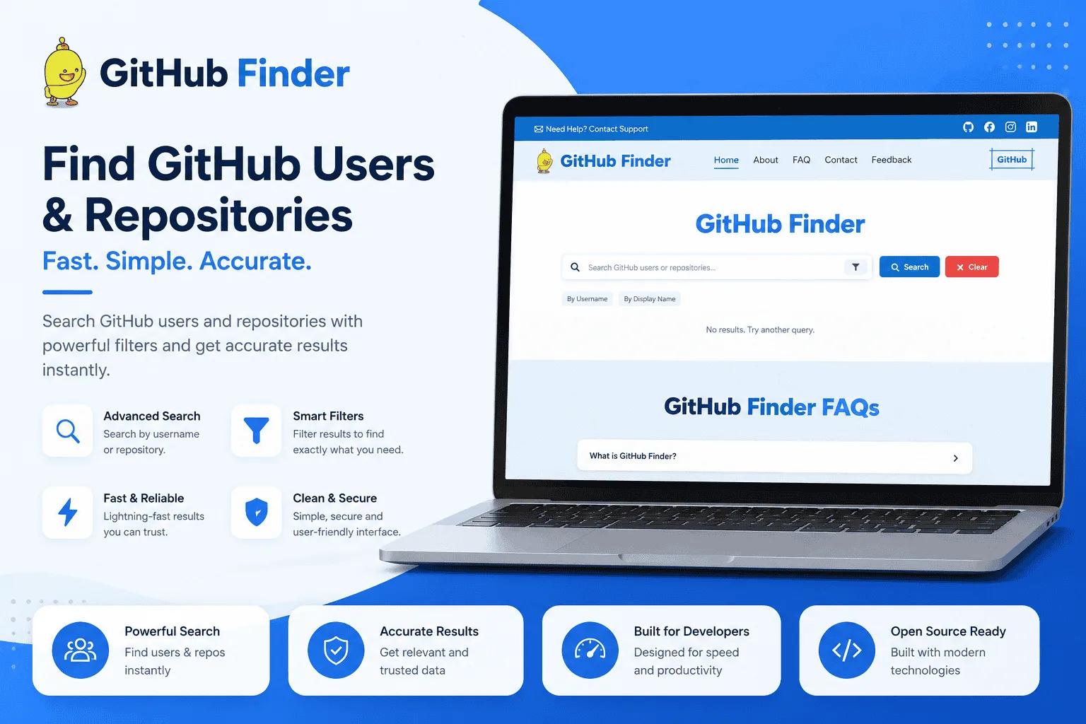 GitHub Finder – Developer & Repository Search Web Application